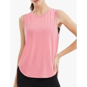 KPSUN Women's S Workout Tank Top Lightweight Sleeveless Loose Fit Athletic Pink